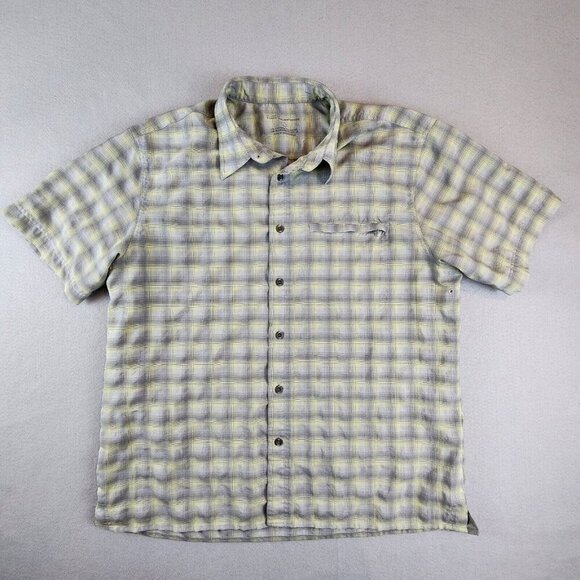 EDDIE‎ BAUER SPORT Mens Lg Plaid Button Down Moisture Wicking Shirt Short Sleeve - Picture 2 of 11